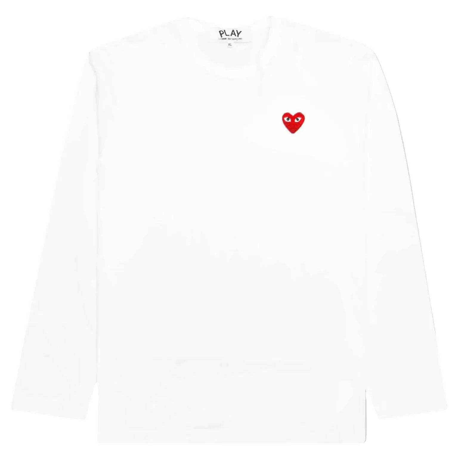 CDG Play Long Sleeve Tee White Large Red Heart - L