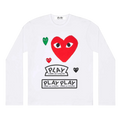 CDG Play Long Sleeve White Multi Color Hearts Large - L