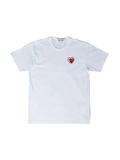 CDG Play Metal Stone Red Heart White Tee