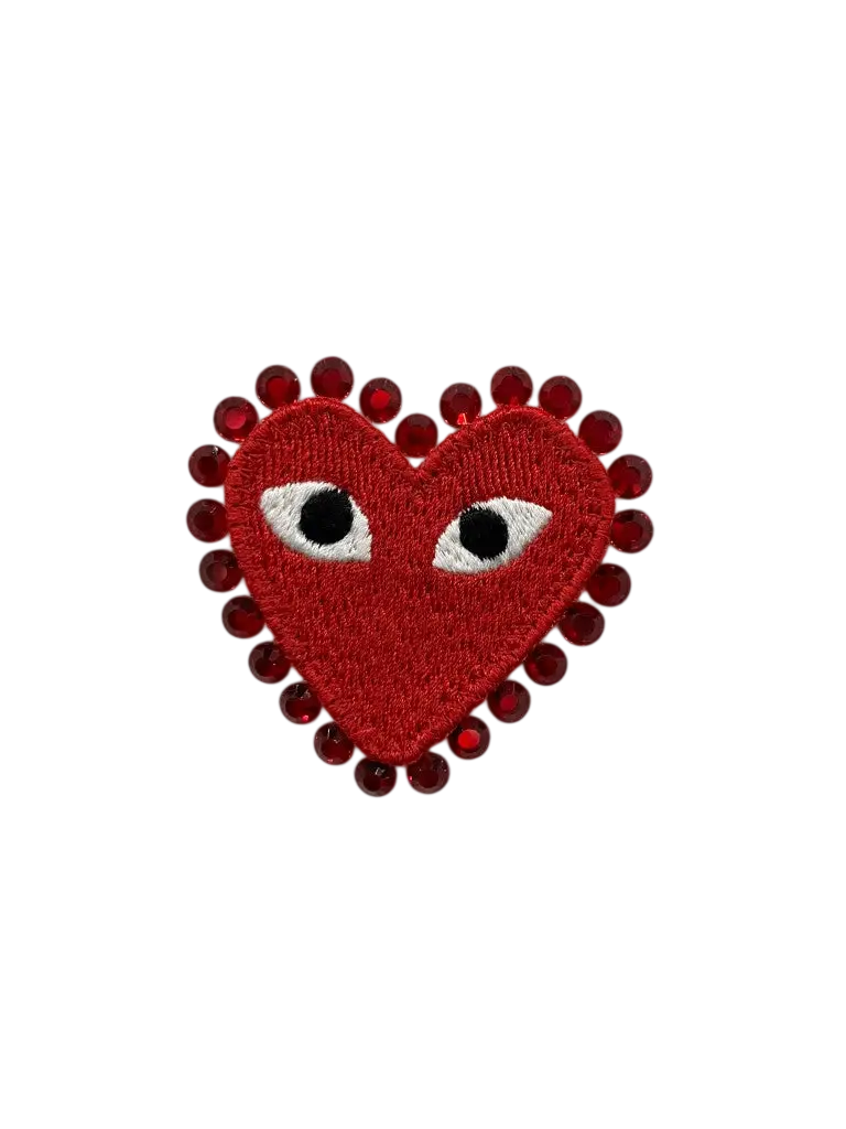 CDG Play Metal Stone Tee White Red Heart