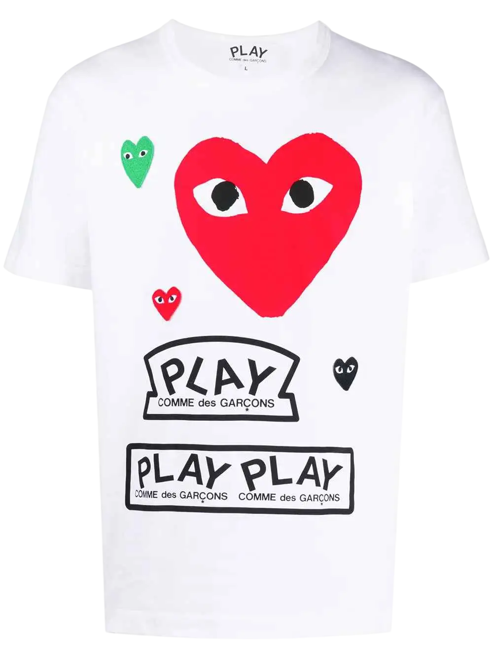 CDG Play Multi Heart Logo White - S