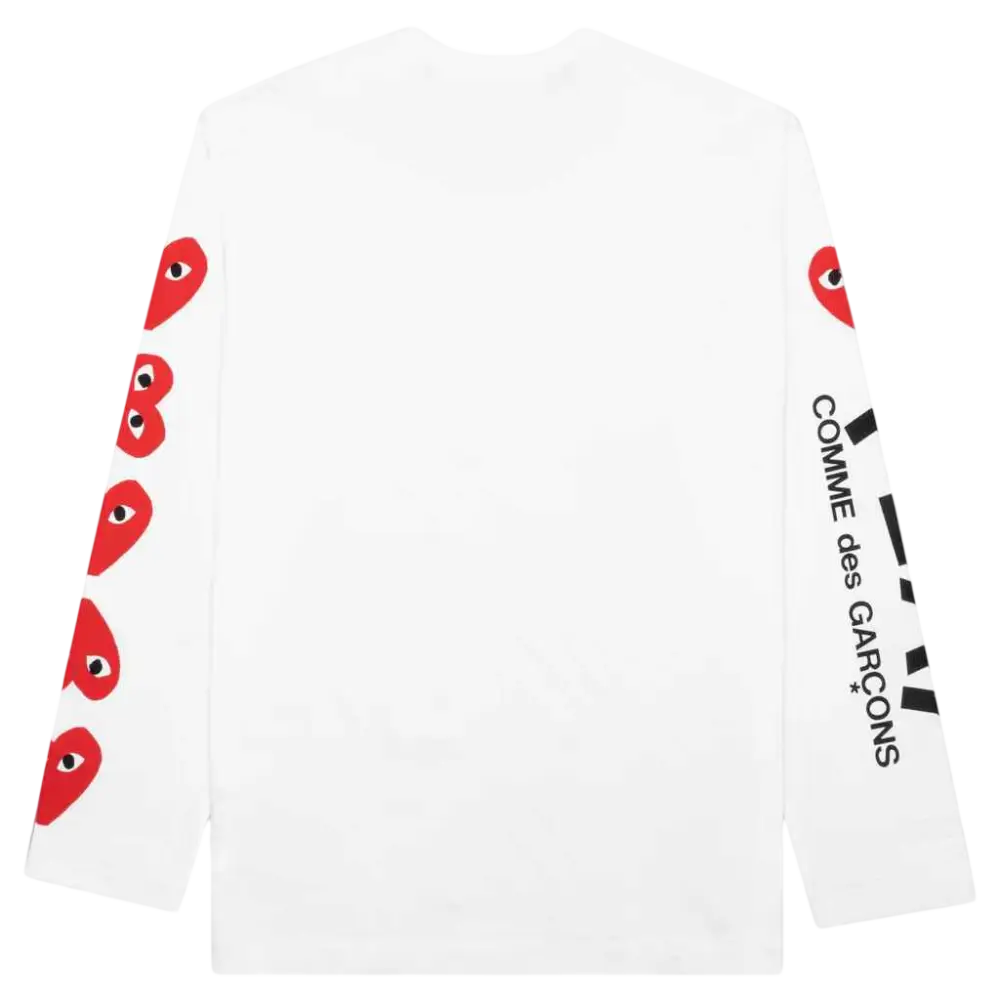 CDG Play Multi Red Hearts White Long Sleeve - XL
