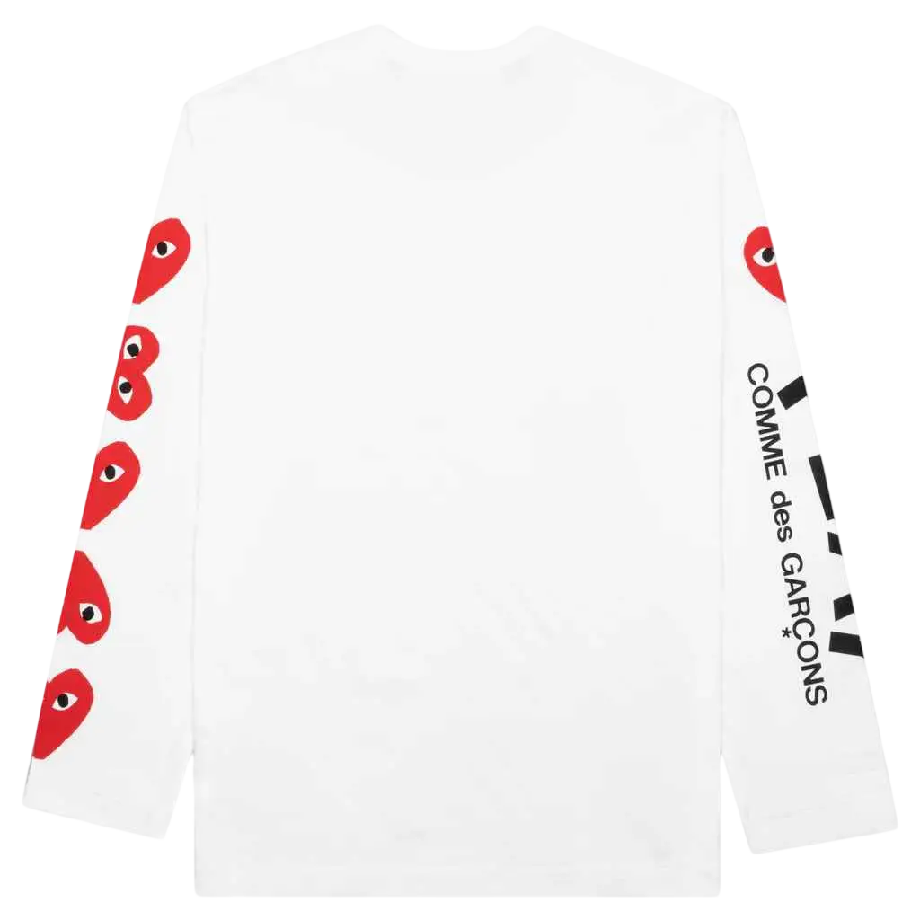 CDG Play Multi Red Hearts White Long Sleeve - XL