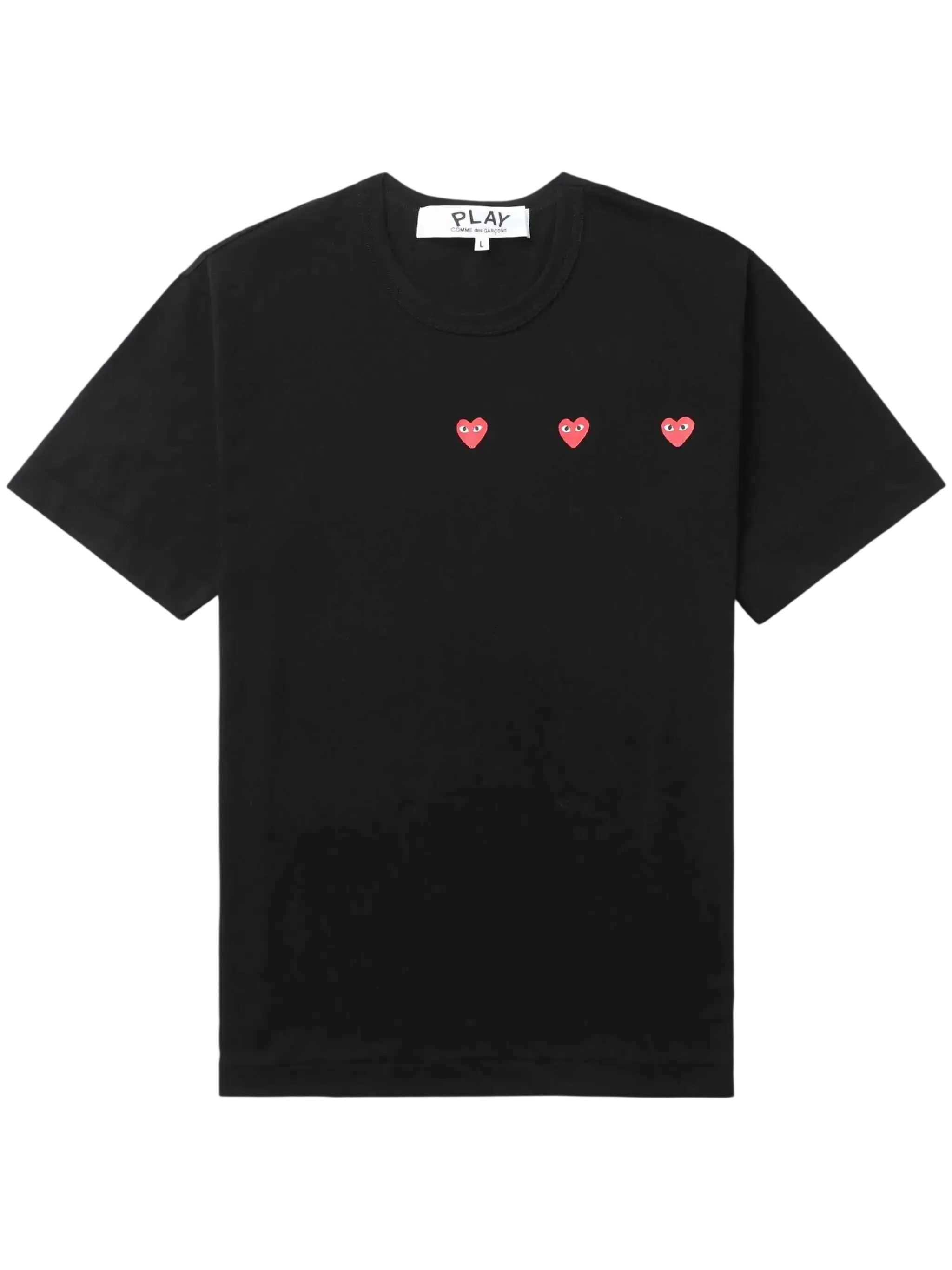 CDG Play Triple Red Hearts Black Tee - 2XL