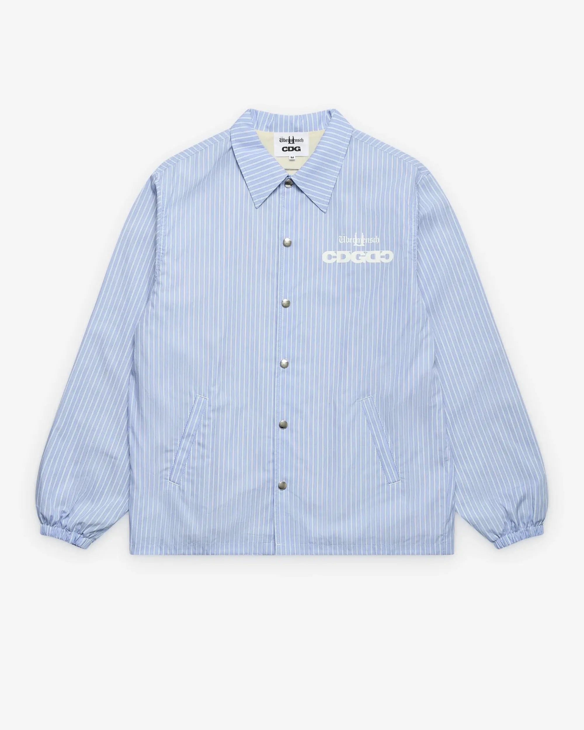 CDG x G-DRAGON Übermensch Striped Coaches Jacket Blue - Jackets
