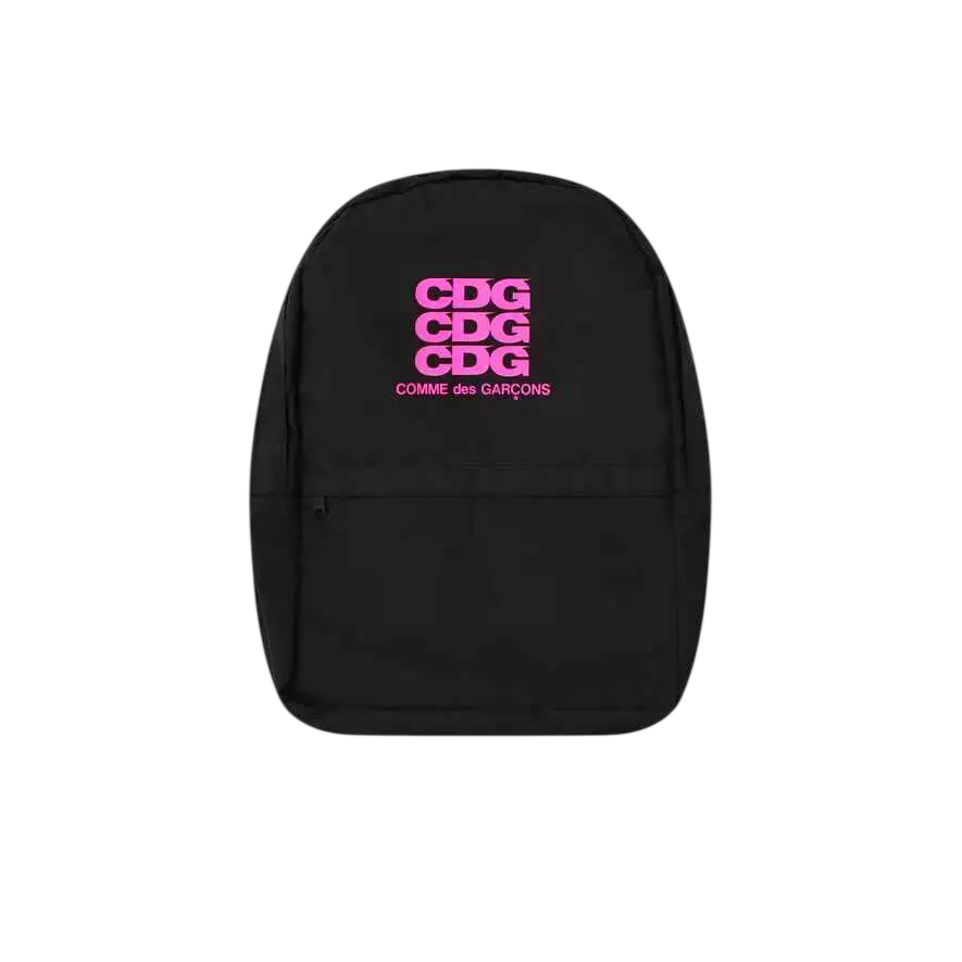 Comme des Garcons Pink Logo Backpack Black