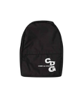 Black comme des garçons cdg wave logo backpack with white front logo designed for everyday use