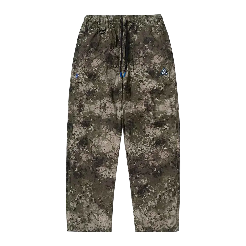 Deva States camo easy pants camouflage joggers with drawstring waist and subtle blue logo accents