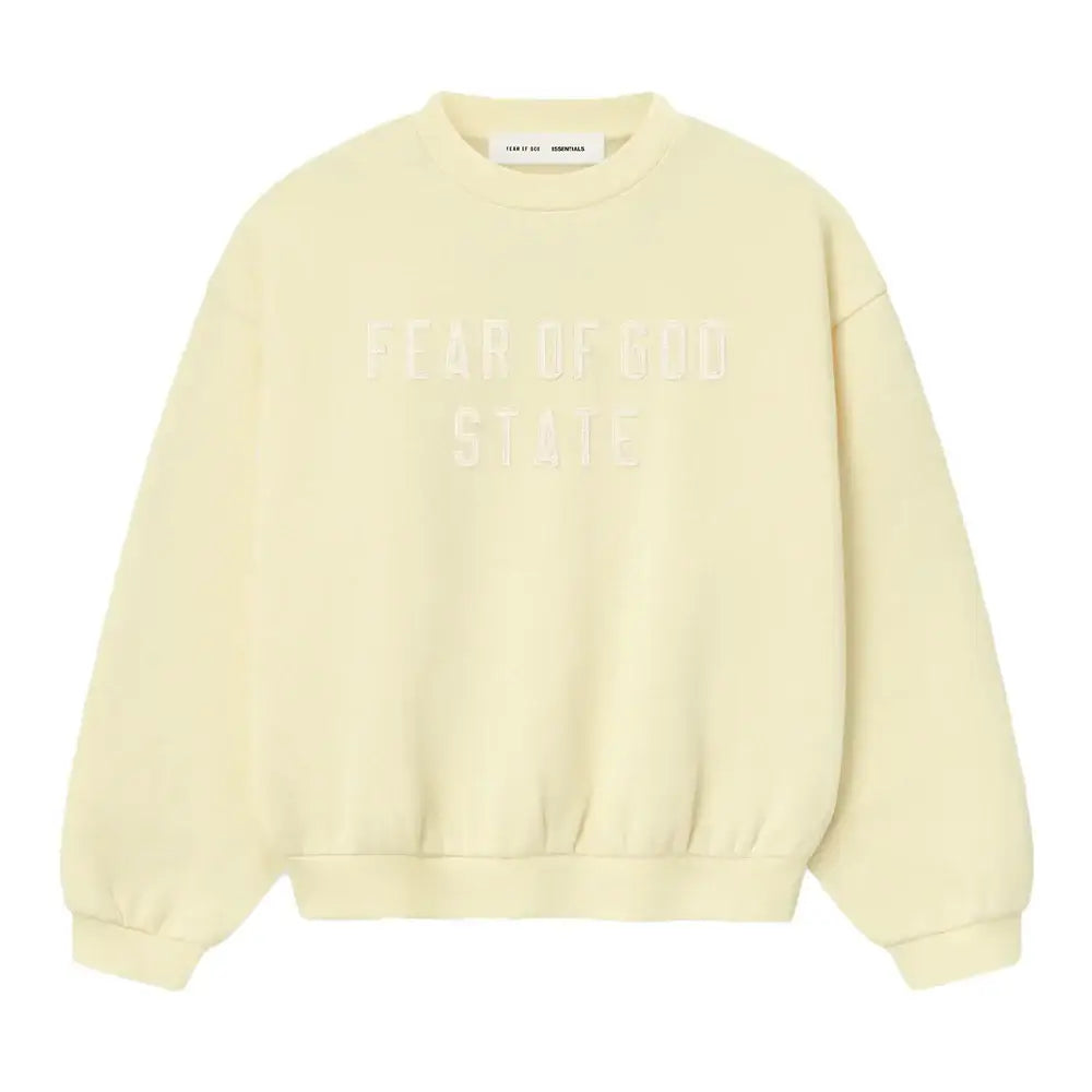Fear Of God Essentials 90’s Fleece Crewneck Sweater Garden Yellow - Crewnecks