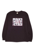 Dark purple Fucking Awesome modern problems long sleeve tee with abstract white and pink geometric rectangle graphic