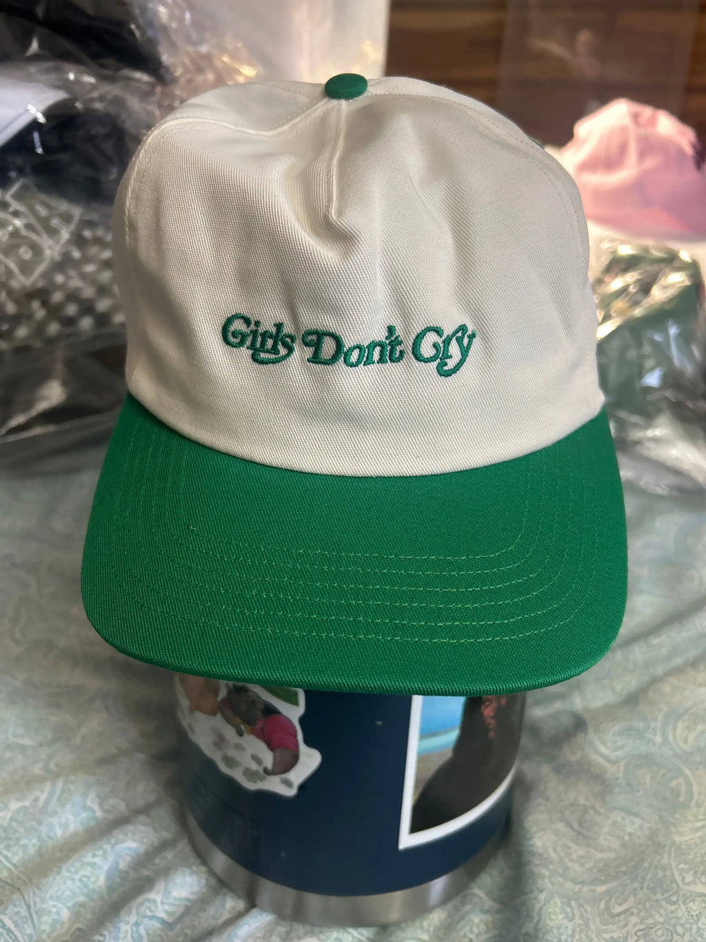 Girls Don't Cry Logo Snapback Ivory/Green