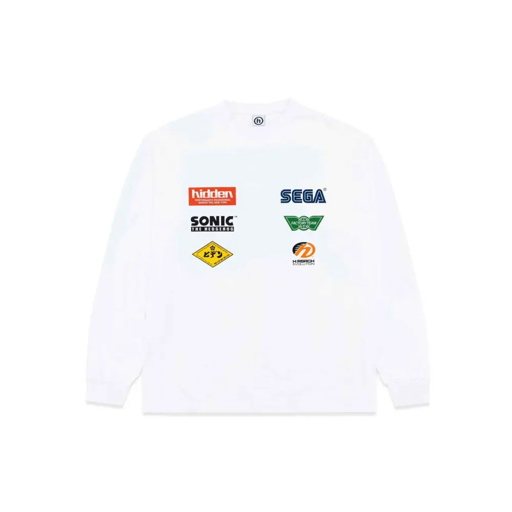 Hidden NY x Sega Sponsorship Long Sleeve Tee White - T-Shirts