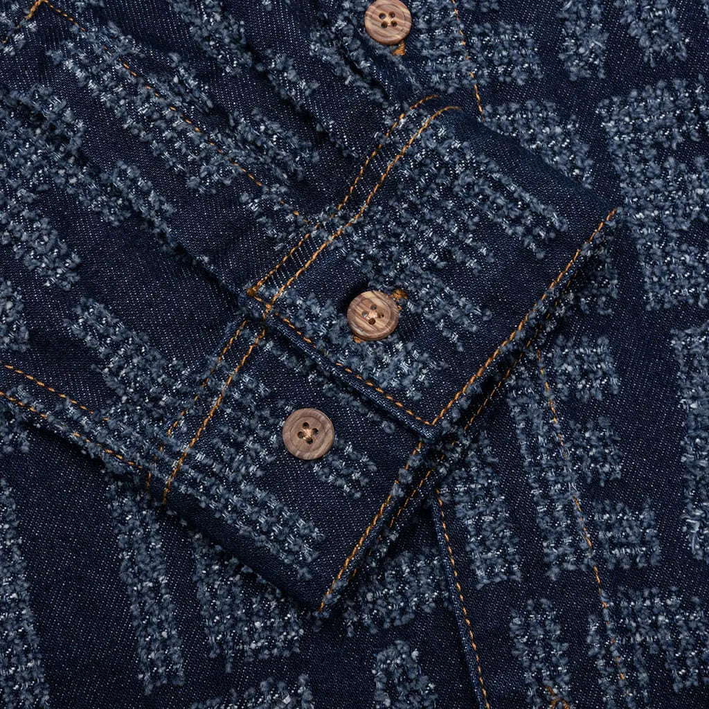 Ice Cream Oversized Echo Long Sleeve Denim Button Up Shirt Blue Moon Large