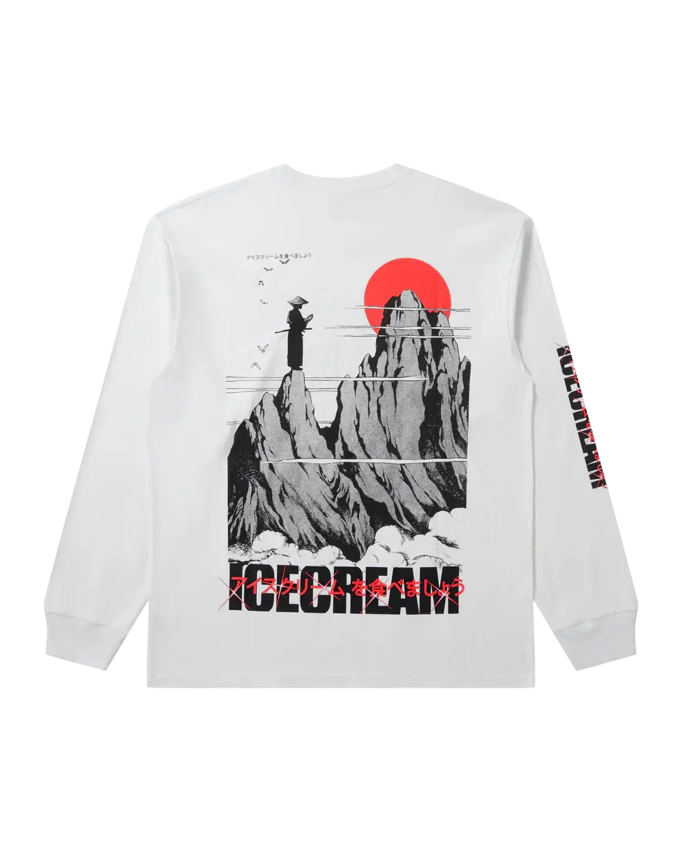 Ice Cream Train Harder Long Sleeve Knit Tee White - T-Shirts
