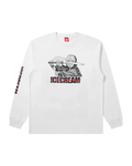 Ice Cream Train Harder Long Sleeve Knit Tee White - T-Shirts