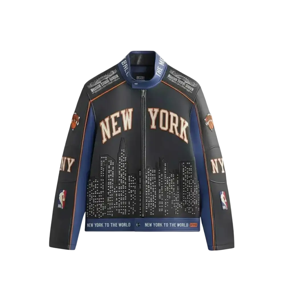 Kith & Avirex for NY Knicks Leather Moto Jacket Nocturnal - M