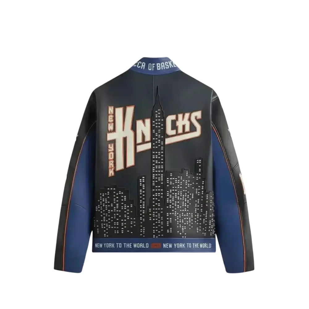 Kith & Avirex for NY Knicks Leather Moto Jacket Nocturnal - M