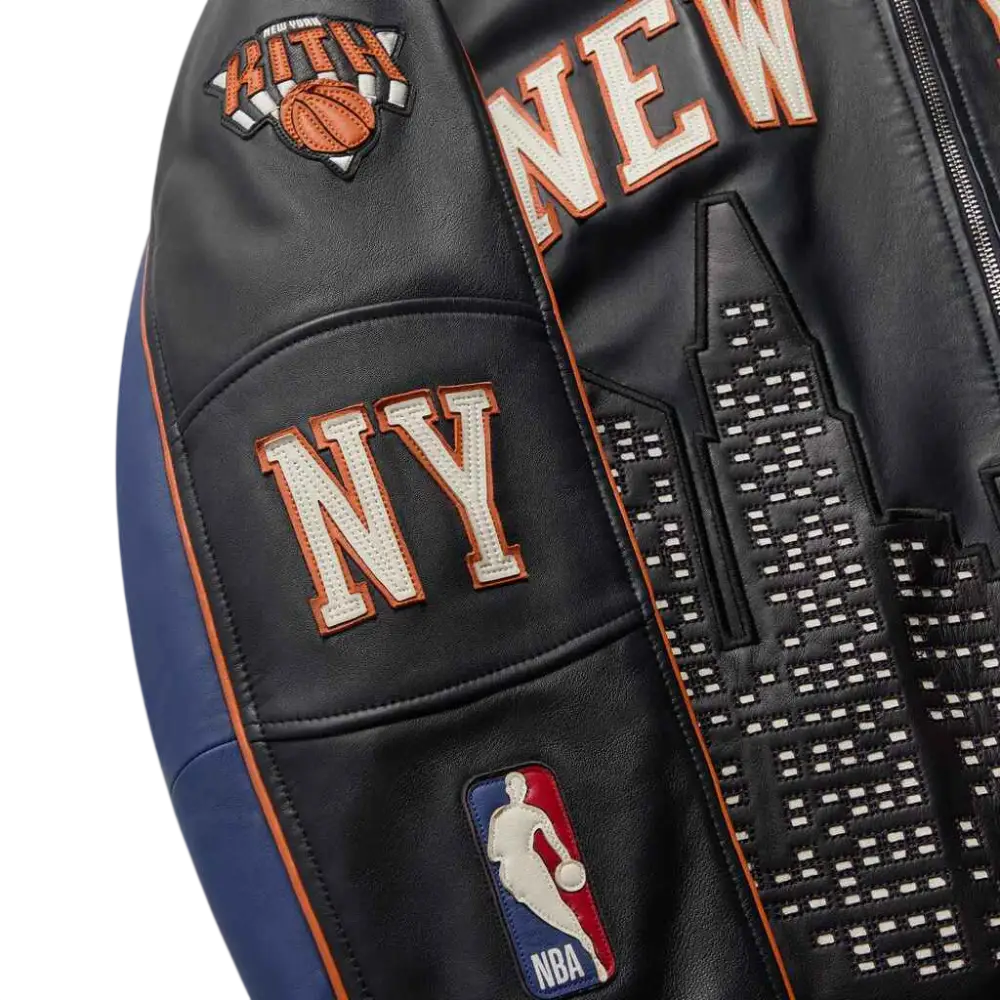 Kith & Avirex for NY Knicks Leather Moto Jacket Nocturnal - M