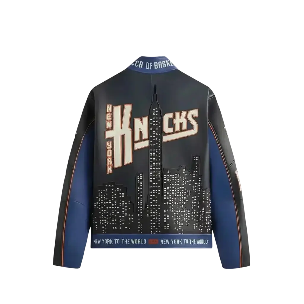 Kith & Avirex for NY Knicks Leather Moto Jacket Nocturnal - M