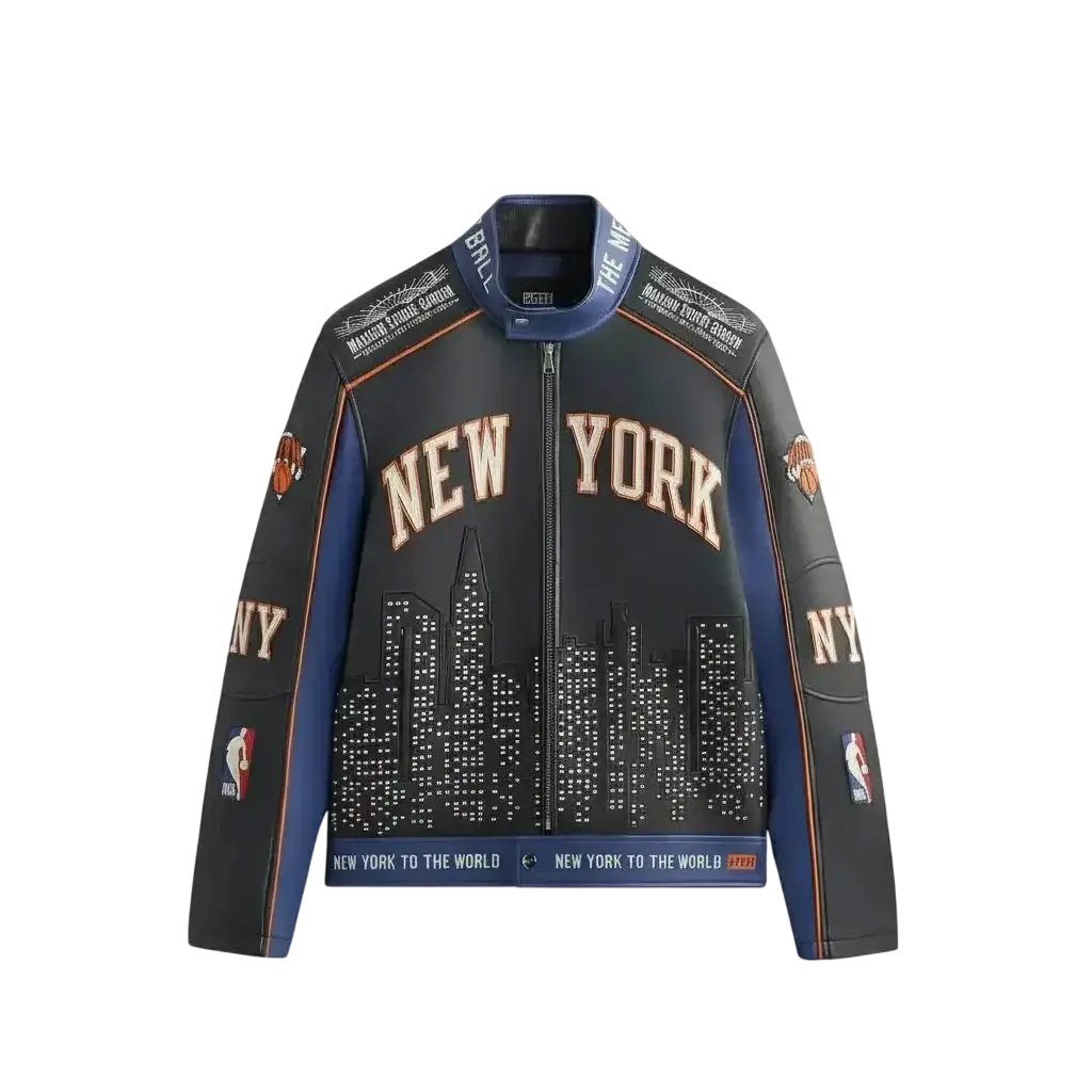 Kith & Avirex for NY Knicks Leather Moto Jacket Nocturnal - M