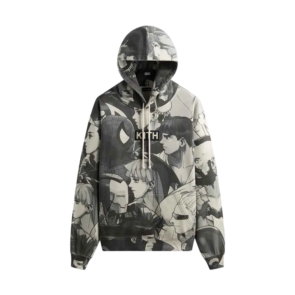 Kith Marvel vs Capcom Fighter All-over Printed Vintage Nelson Hoodie Black - M