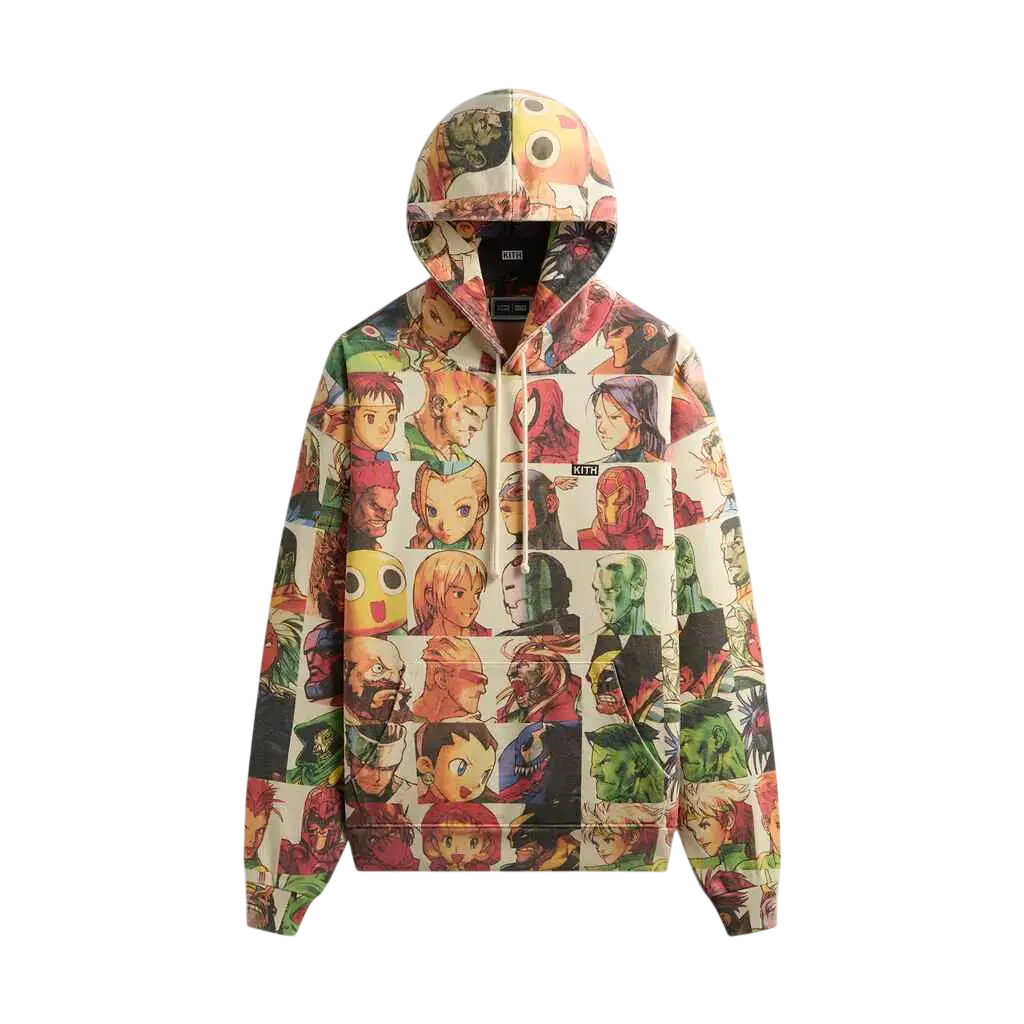 Kith Marvel vs Capcom Fighter All-over Printed Vintage Nelson Hoodie Sandrift - M