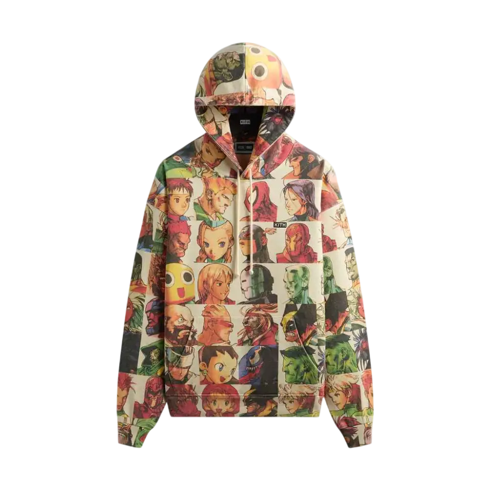 Kith Marvel vs Capcom Fighter All-over Printed Vintage Nelson Hoodie Sandrift - M