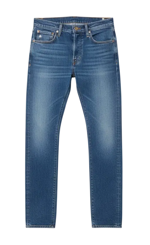 Levi’s 511 slim fit classic blue denim jeans with subtle fading for a worn-in look in medium wash stretch