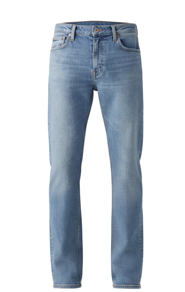 Levi’s 513 slim fit straight fit light-wash denim jeans with subtle fading and high stretch for a worn-in look