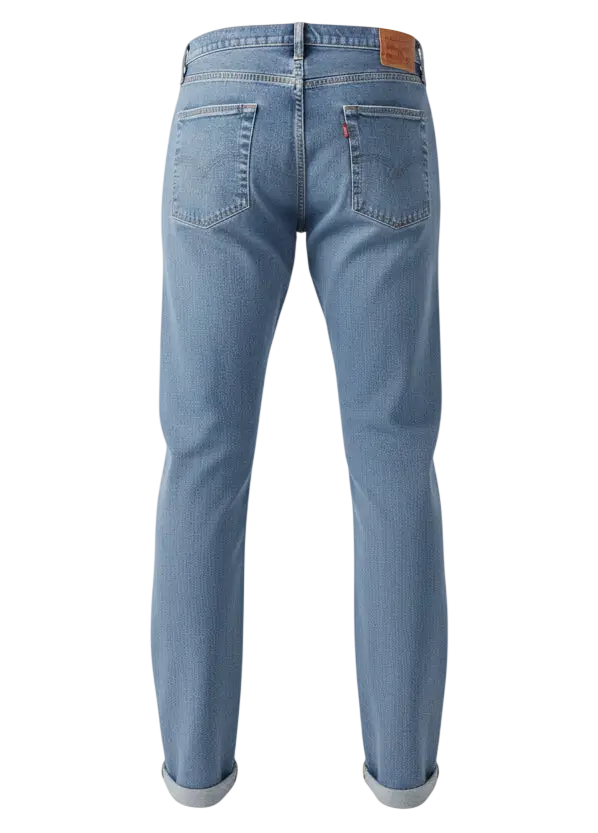 Light-wash levi’s 513 slim fit straight leg jeans with rolled cuffs and high stretch medium wash denim