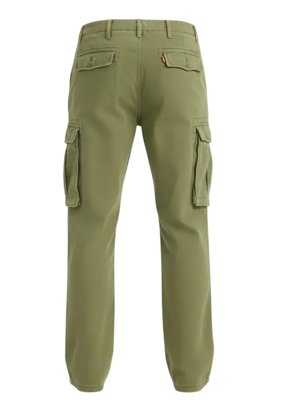 Levi’s Ace cargo pants in loden green twill feature olive green denim-like fabric with multiple pockets