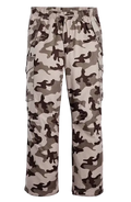 Beige and brown camouflage levi’s baggy field cargo pants with elastic waistband and no stretch fabric