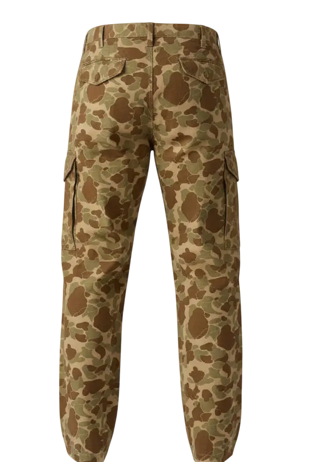 Levis cargo baggy fit classic duck camo pants in tan and brown camouflage pattern with durable fabric