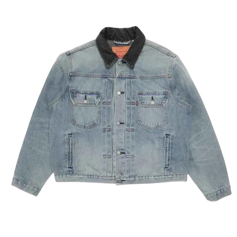 Levis x Stussy Embossed Trucker Jacket Rugged Blue - M