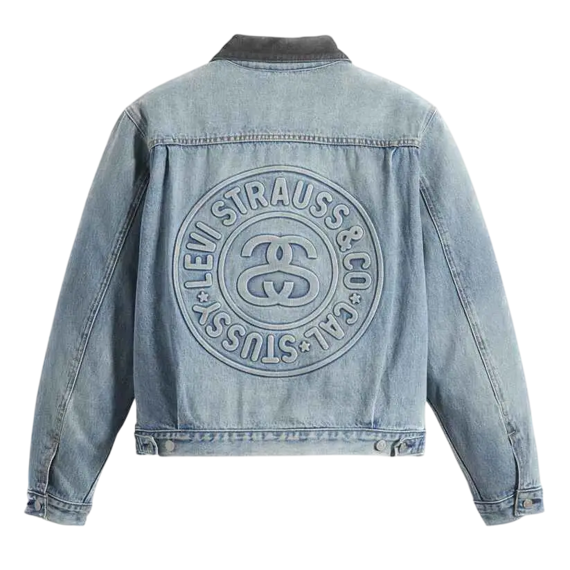 Levis x Stussy Embossed Trucker Jacket Rugged Blue - M