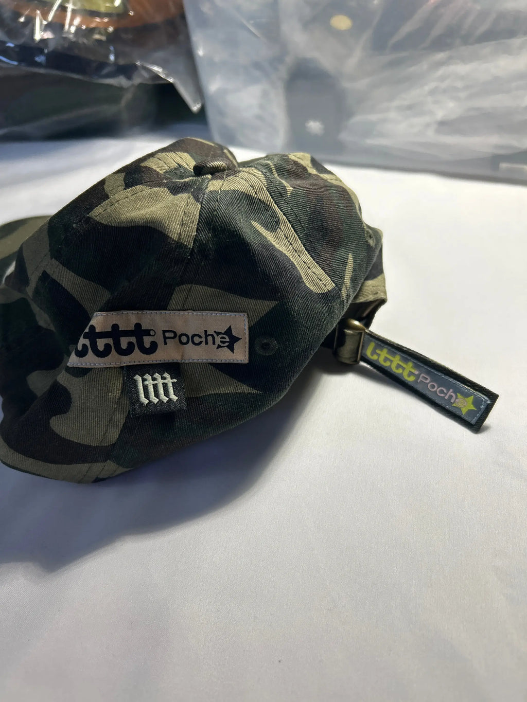 Little Tokyo Table Tennis Broken Logo Strapback Cap Green Camo
