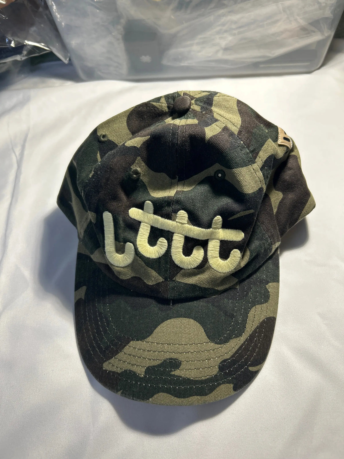 Little Tokyo Table Tennis Broken Logo Strapback Cap Green Camo