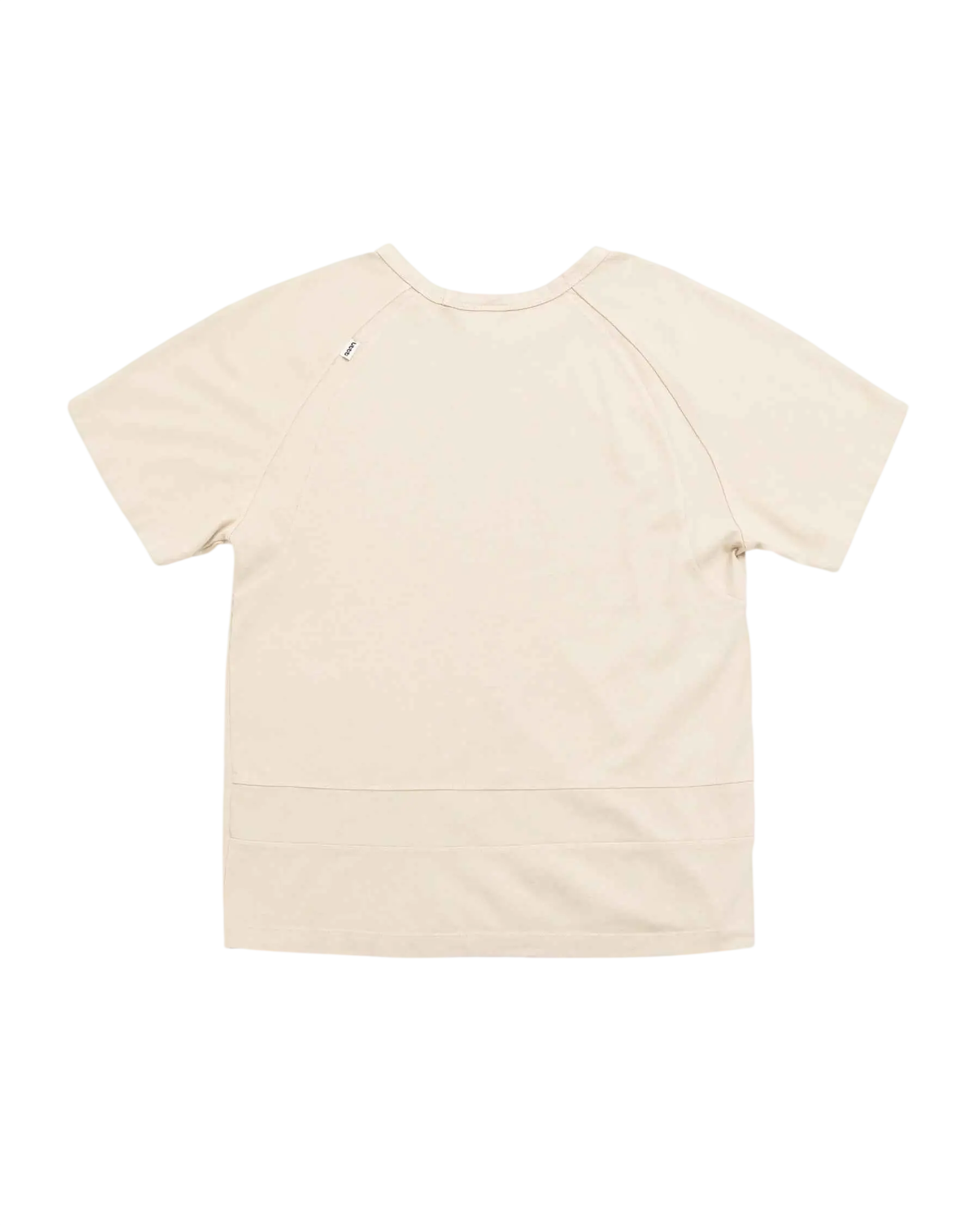 Cream-colored short-sleeved Little Tokyo Table Tennis Haifu Code t-shirt with relaxed fit and subtle seam detailing