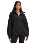 Lululemon scuba oversized funnel-neck half zip black hoodie with relaxed fit and front pocket in soft fabric