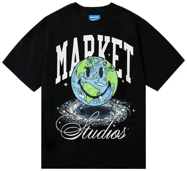 Market Smiley Galaxy T-Shirt Black - L