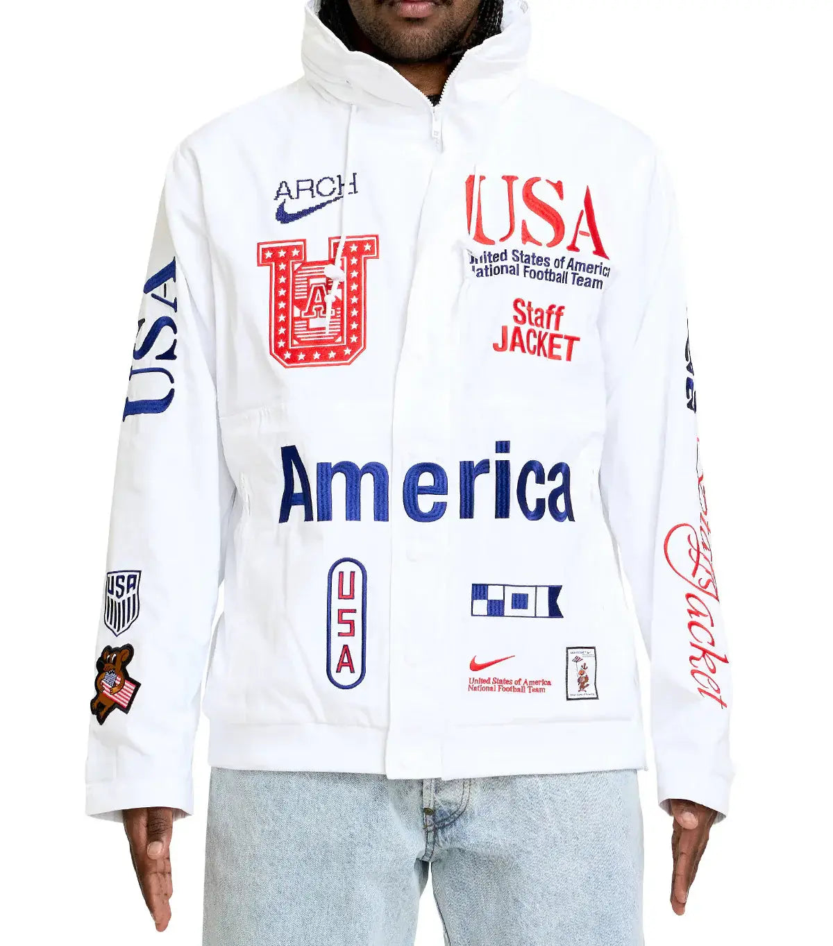 Nike USA x VAA Woven Staff Jacket White/Royal Blue Medium