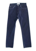 Dark indigo denim jeans with classic straight-leg cut and silver-toned hardware by noon goons zeros wax denim