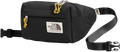 Black north face berkley lumbar bag with yellow rope detailing and white brand label in black mineral gold color