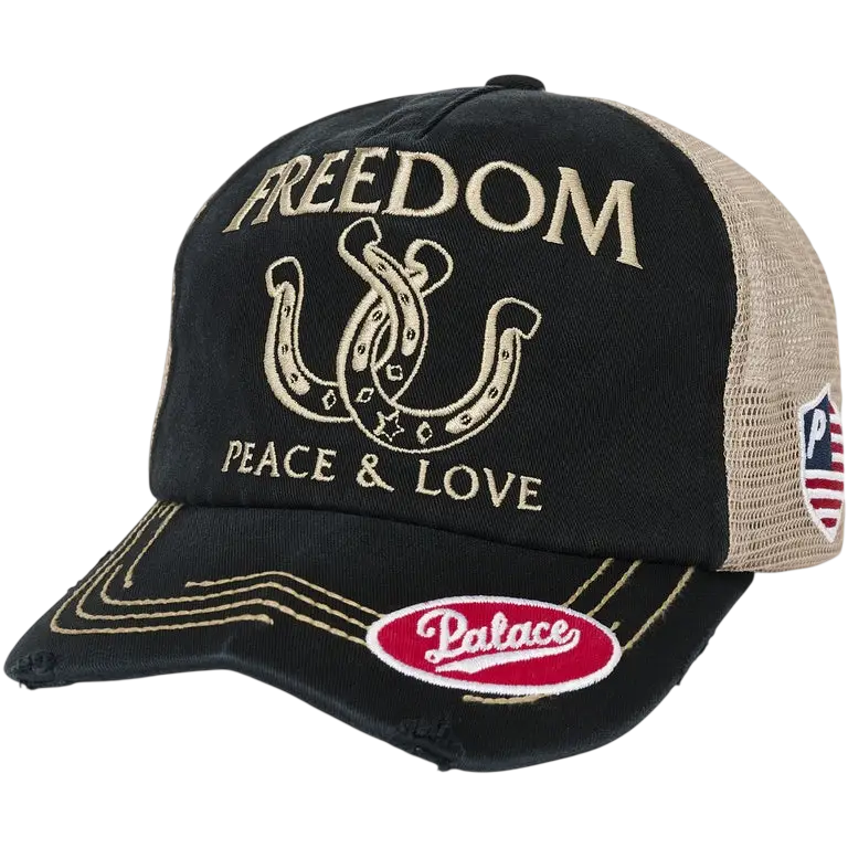 Palace Freedom Distressed Trucker Hat Black - One size