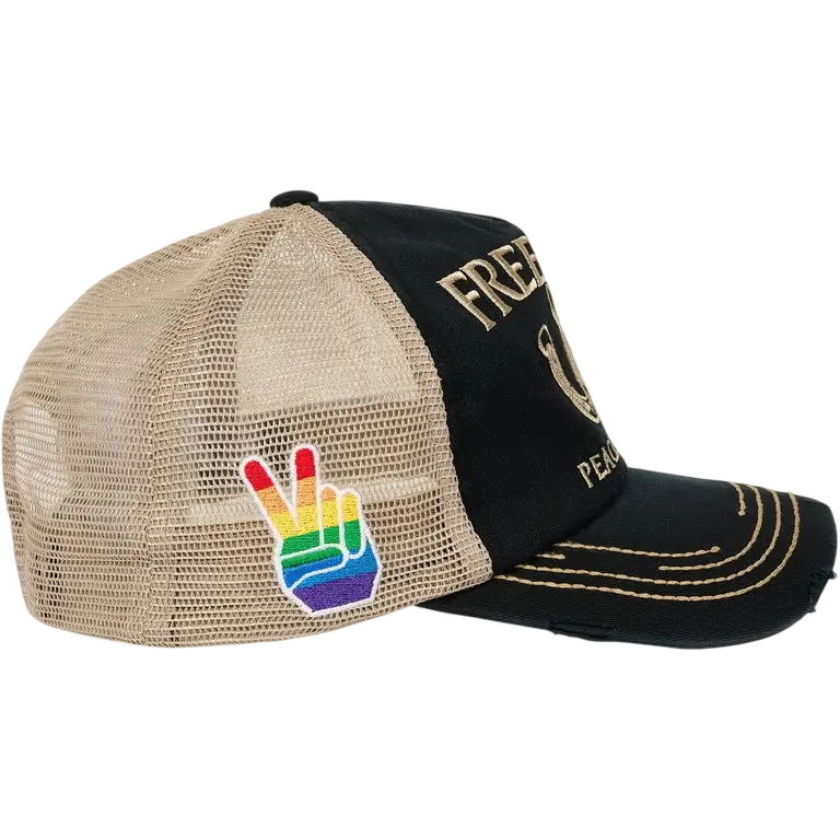 Palace Freedom Distressed Trucker Hat Black - One size