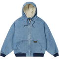 Palace Hooded Sherpa Jacket Distressed Light Stone Wash - M
