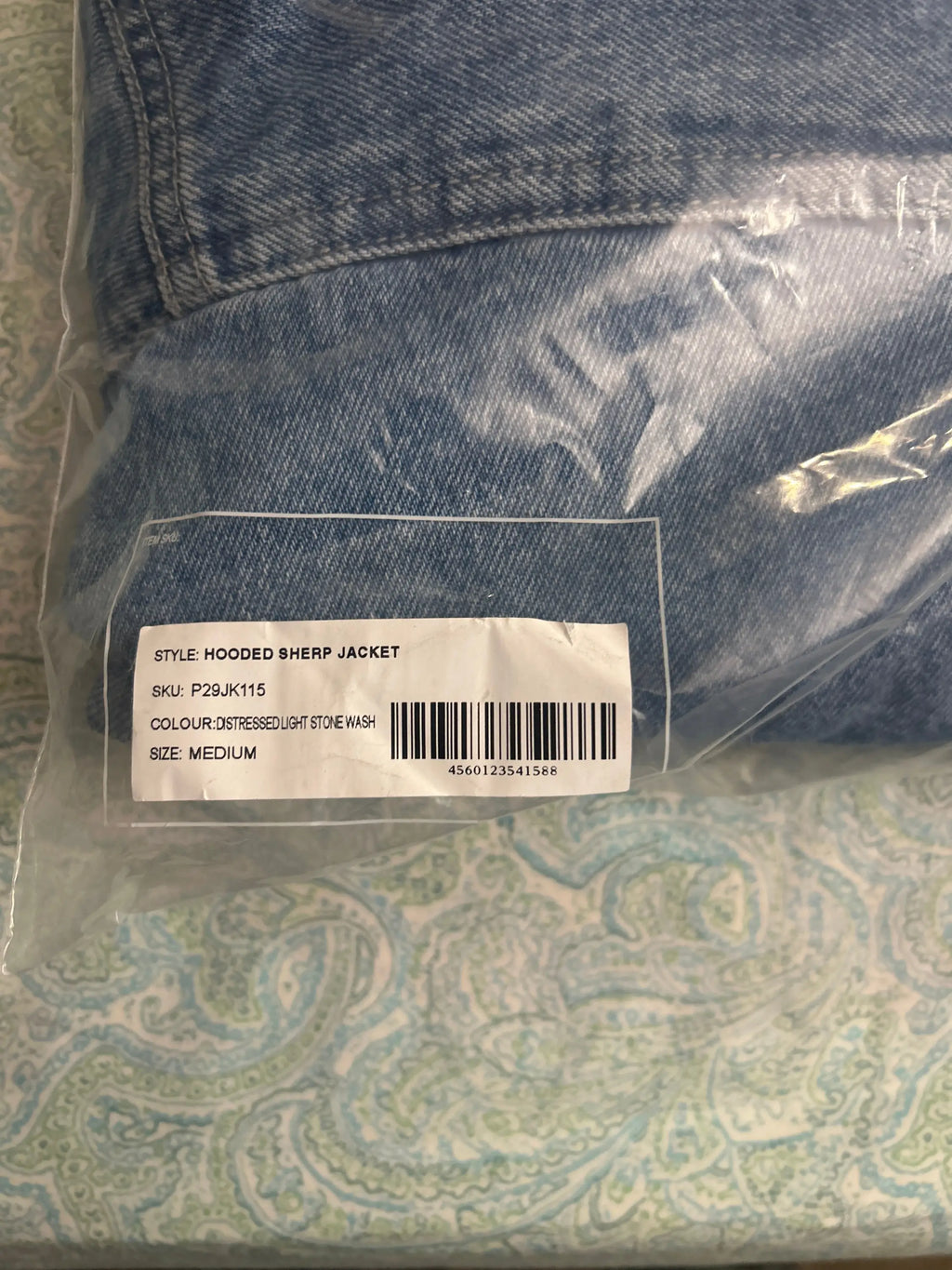 Palace Hooded Sherpa Jacket Distressed Light Stone Wash Medium