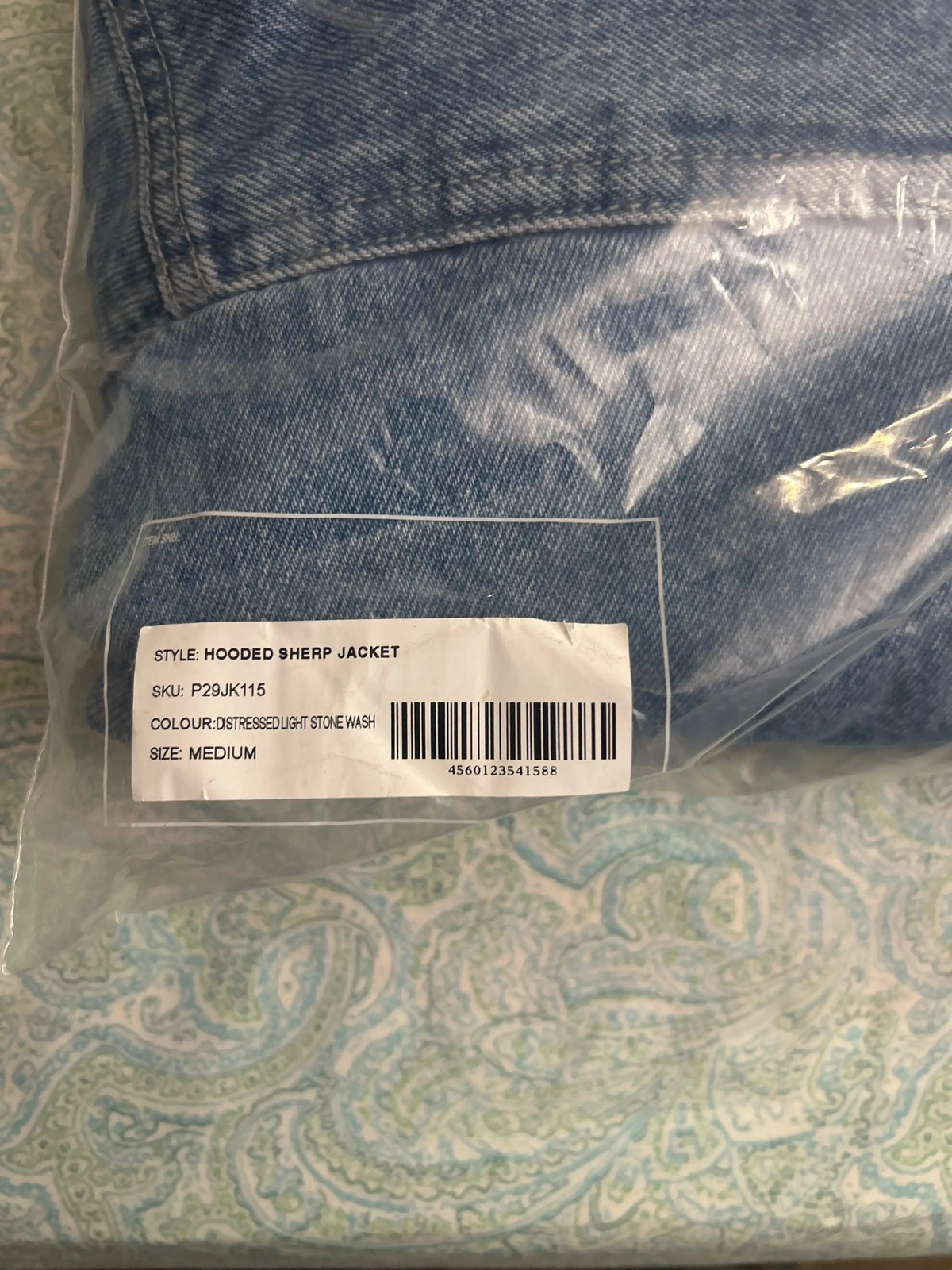 Palace Hooded Sherpa Jacket Distressed Light Stone Wash Medium