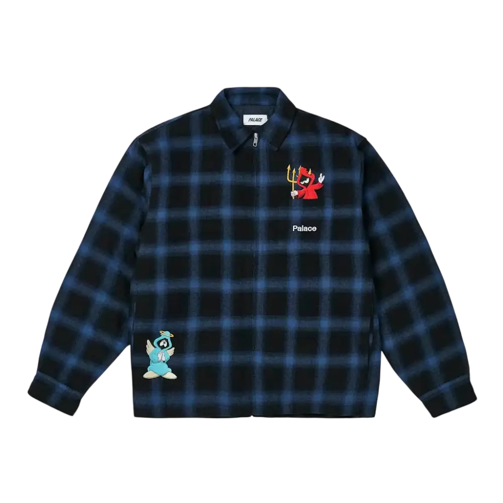 Palace Right and Wrong Zip Up Shirt Navy - M