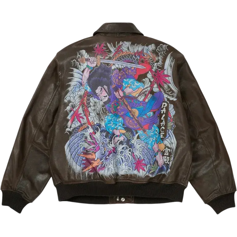 Palace Susanoo Leather Flight Jacket Brown - M